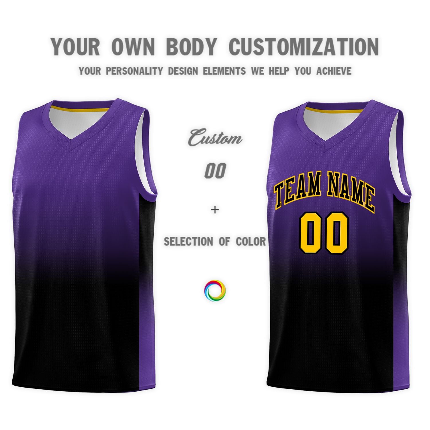 Custom Purple Black Gradient Fashion Sets Sports Uniform Basketball Jersey