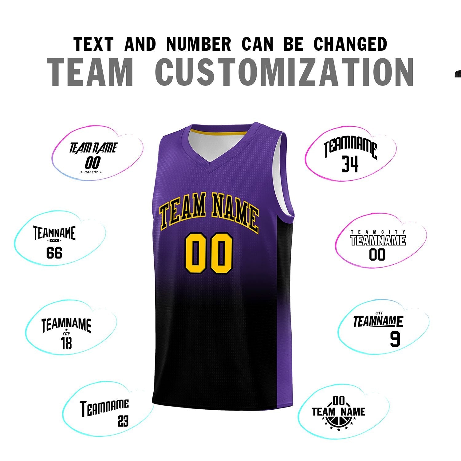 Custom Purple Black Gradient Fashion Sets Sports Uniform Basketball Jersey