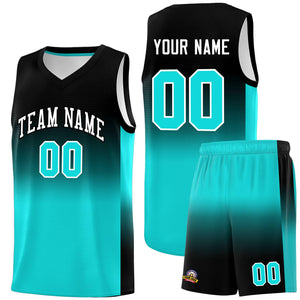 Custom Black Bright Green Gradient Fashion Sets Sports Uniform Basketball Jersey