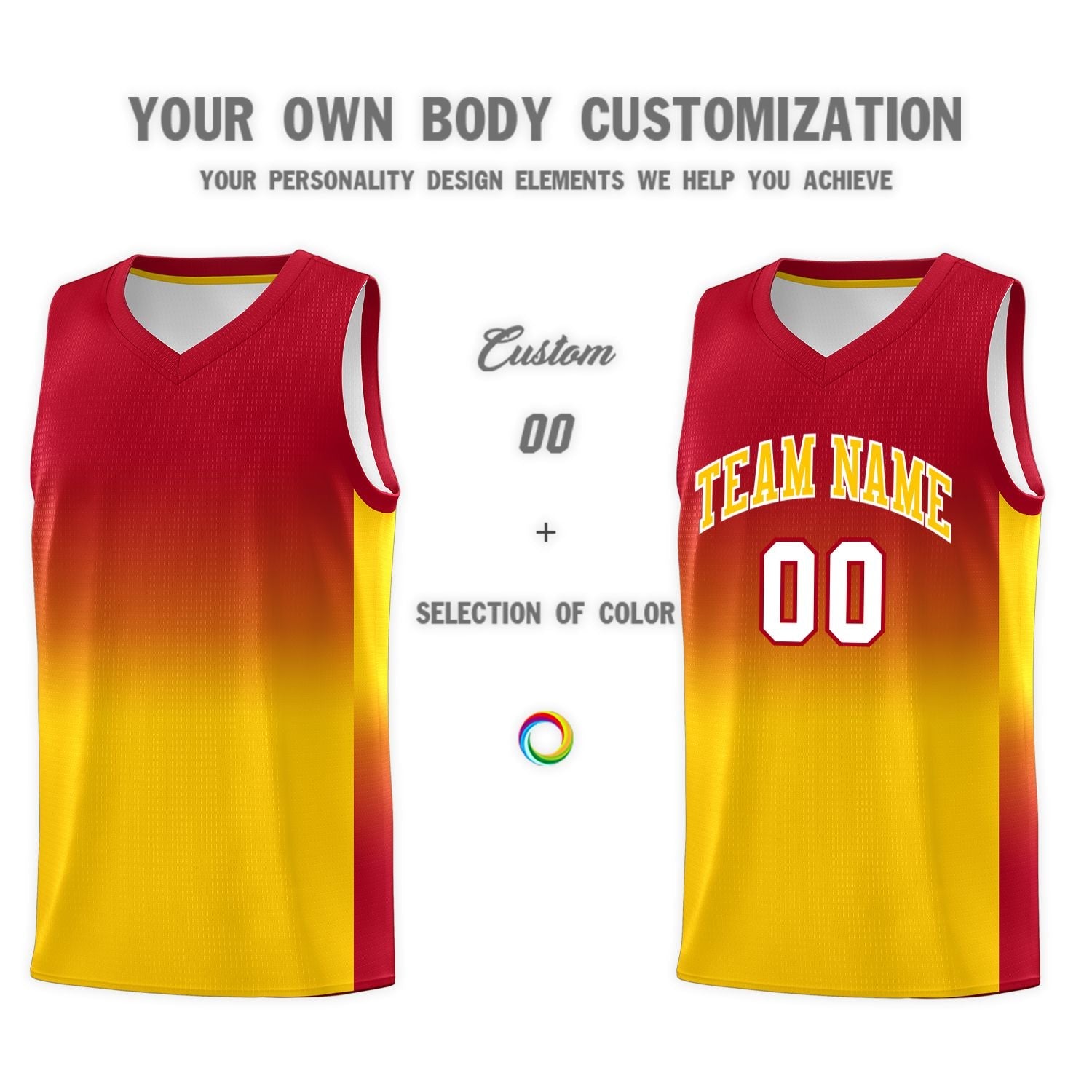 Custom Red Gold Gradient Fashion Sets Sports Uniform Basketball Jersey