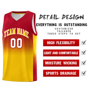 Custom Red Gold Gradient Fashion Sets Sports Uniform Basketball Jersey