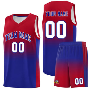 Custom Red Royal Gradient Fashion Sets Sports Uniform Basketball Jersey