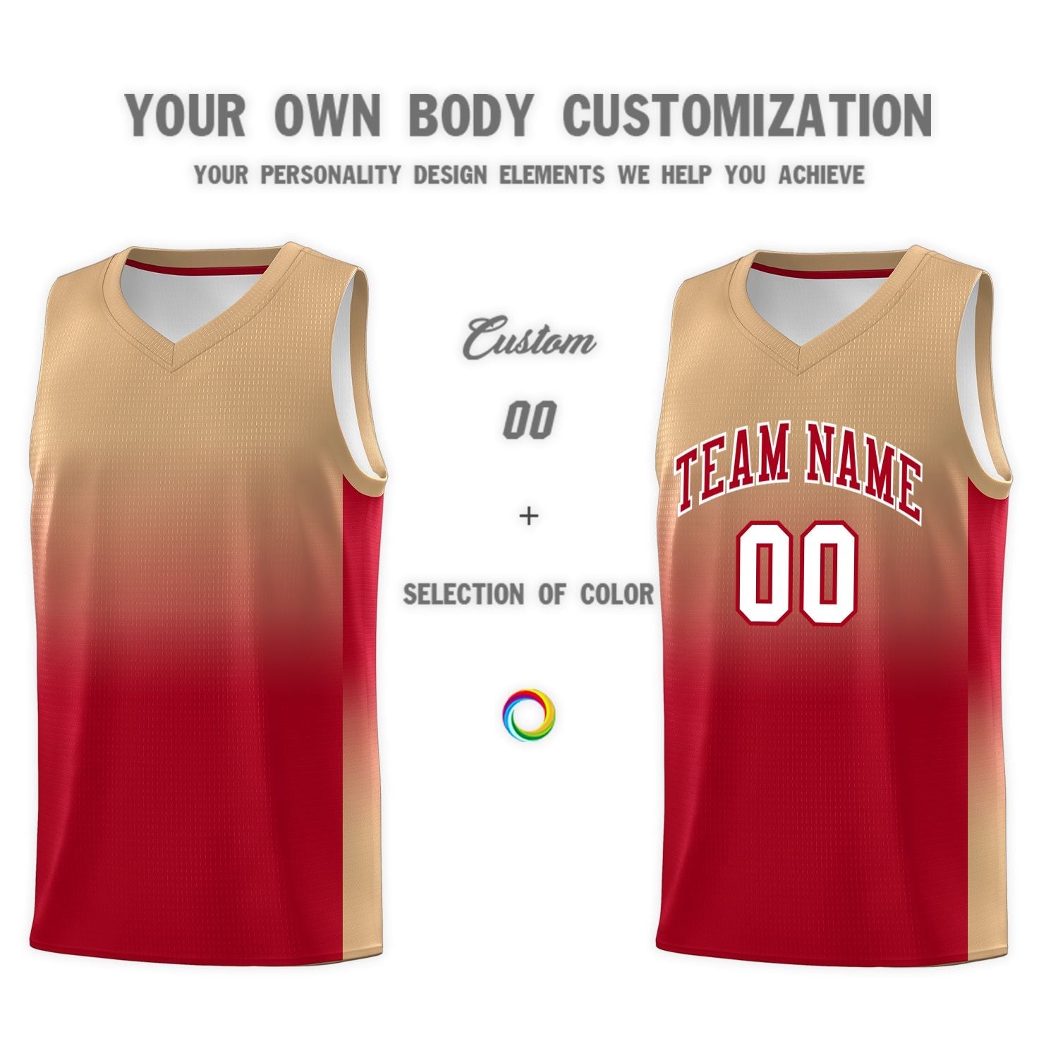 Custom Old Gold Red Gradient Fashion Sets Sports Uniform Basketball Jersey