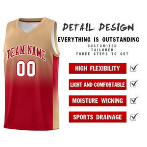 Custom Old Gold Red Gradient Fashion Sets Sports Uniform Basketball Jersey