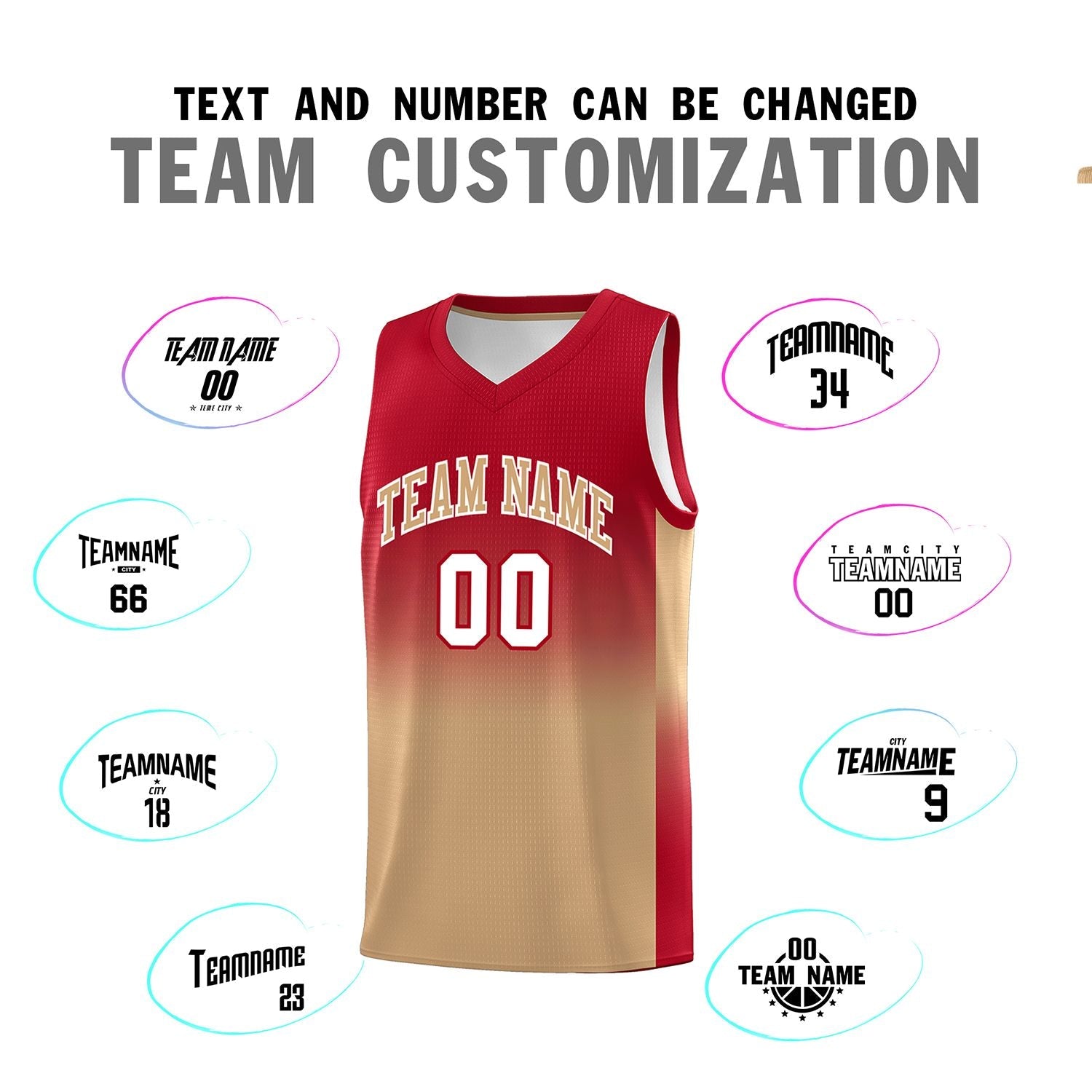 Custom Red Old Gold Gradient Fashion Sets Sports Uniform Basketball Jersey