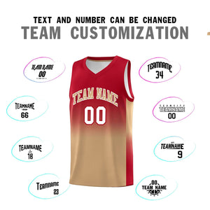 Custom Red Old Gold Gradient Fashion Sets Sports Uniform Basketball Jersey