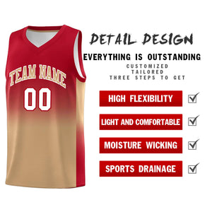 Custom Red Old Gold Gradient Fashion Sets Sports Uniform Basketball Jersey