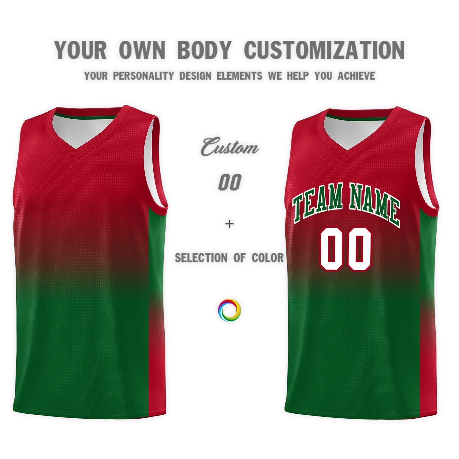 Custom Red Kelly Green Gradient Fashion Sets Sports Uniform Basketball Jersey