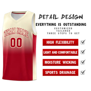 Custom Cream Red Gradient Fashion Sets Sports Uniform Basketball Jersey