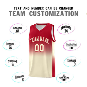 Custom Red Cream Gradient Fashion Sets Sports Uniform Basketball Jersey