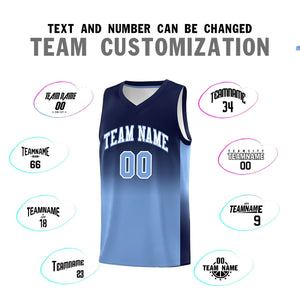 Custom Navy Light Blue Gradient Fashion Sets Sports Uniform Basketball Jersey