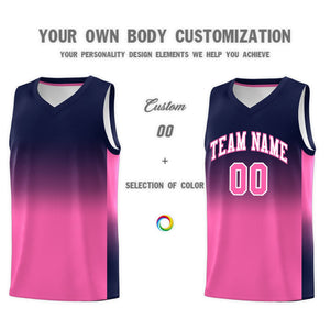 Custom Navy Pink Gradient Fashion Sets Sports Uniform Basketball Jersey