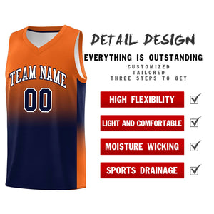 Custom Orange Navy Gradient Fashion Sets Sports Uniform Basketball Jersey