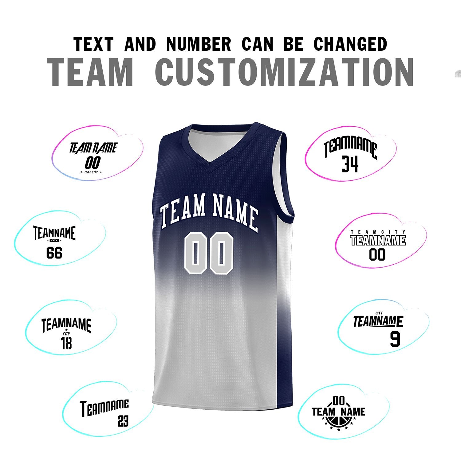 Custom Navy Gray Gradient Fashion Sets Sports Uniform Basketball Jersey