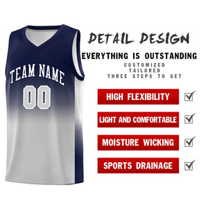 Custom Navy Gray Gradient Fashion Sets Sports Uniform Basketball Jersey