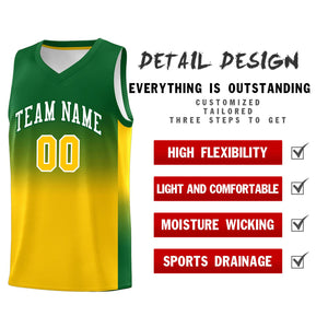 Custom Kelly Green Gold Gradient Fashion Sets Sports Uniform Basketball Jersey