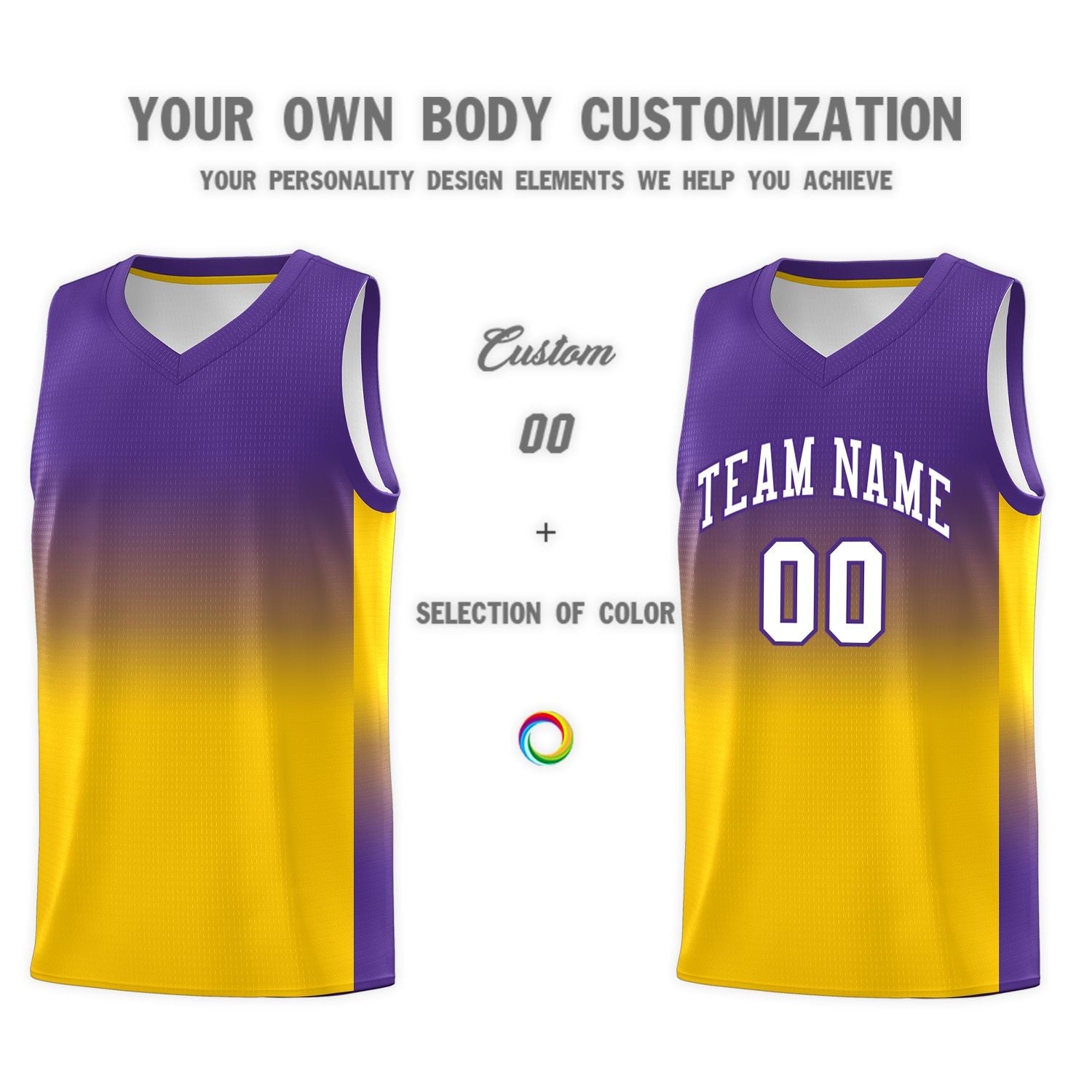 Custom Purple Gold Gradient Fashion Sets Sports Uniform Basketball Jersey