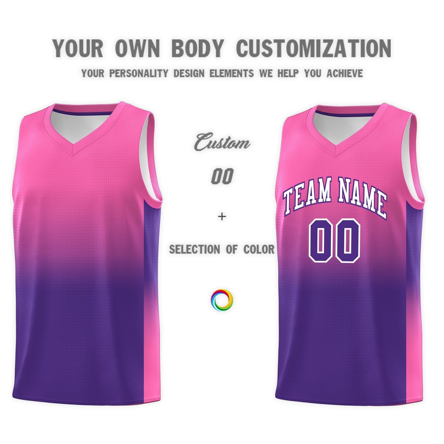 Custom Pink Purple Gradient Fashion Sets Sports Uniform Basketball Jersey