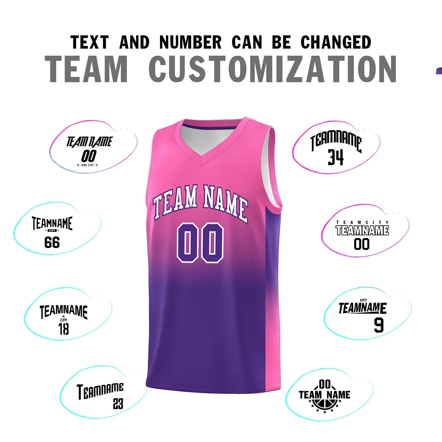 Custom Pink Purple Gradient Fashion Sets Sports Uniform Basketball Jersey