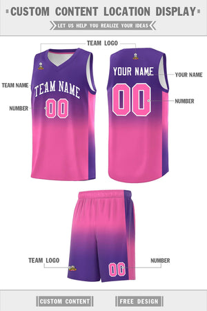 Custom Purple Pink Gradient Fashion Sets Sports Uniform Basketball Jersey