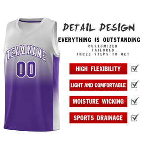 Custom Gray Purple Gradient Fashion Sets Sports Uniform Basketball Jersey