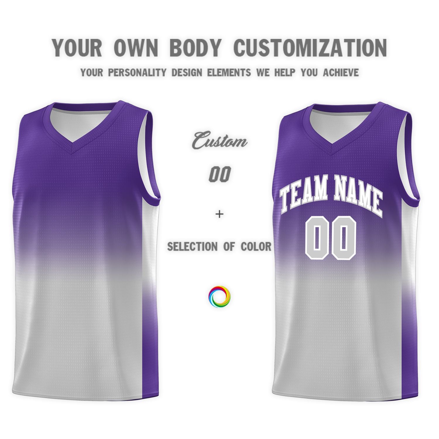 Custom Purple Gray Gradient Fashion Sets Sports Uniform Basketball Jersey