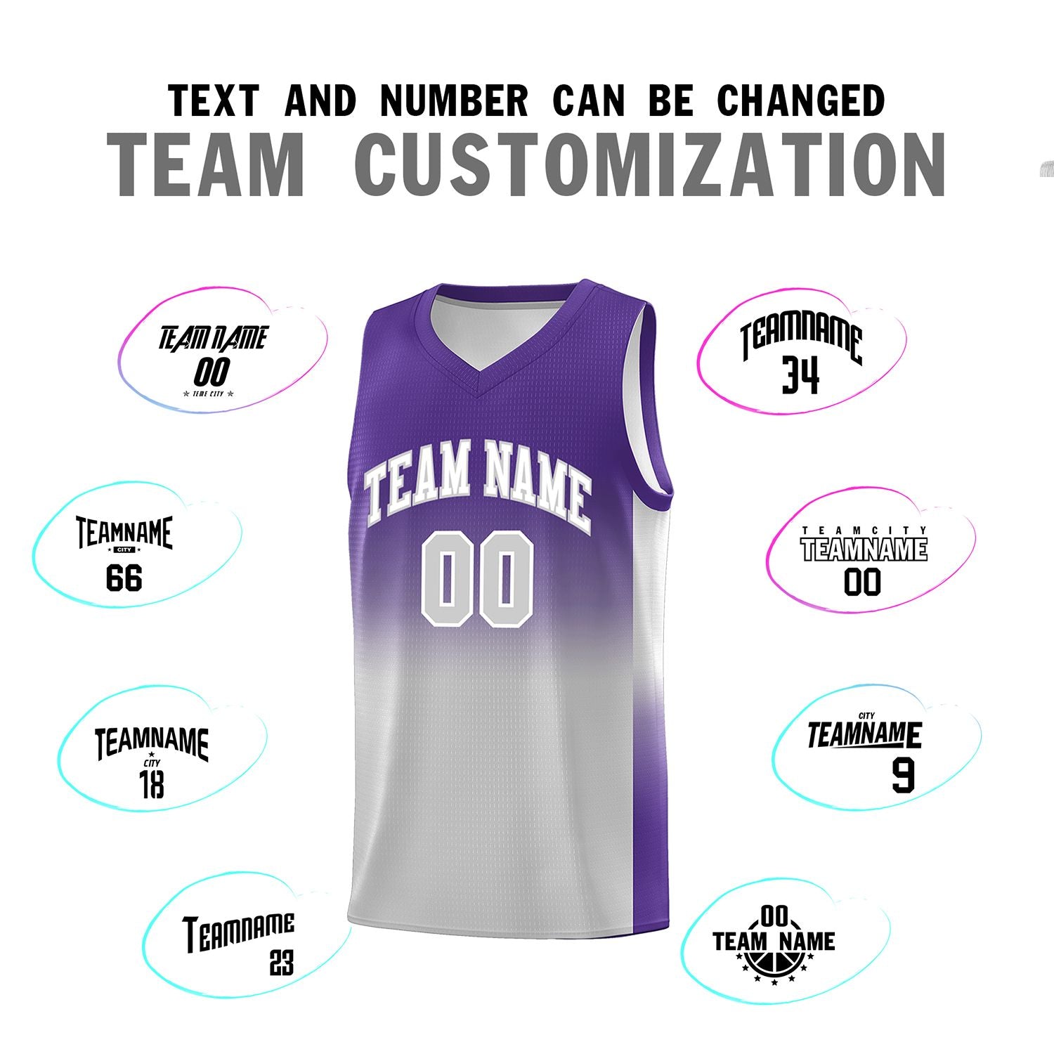 Custom Purple Gray Gradient Fashion Sets Sports Uniform Basketball Jersey