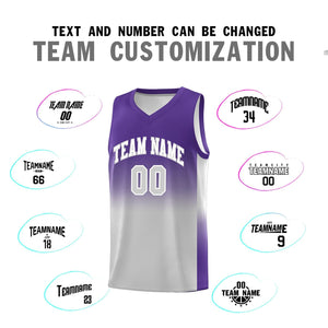 Custom Purple Gray Gradient Fashion Sets Sports Uniform Basketball Jersey