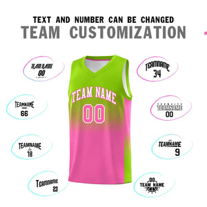 Custom Neon Green Pink Gradient Fashion Sets Sports Uniform Basketball Jersey