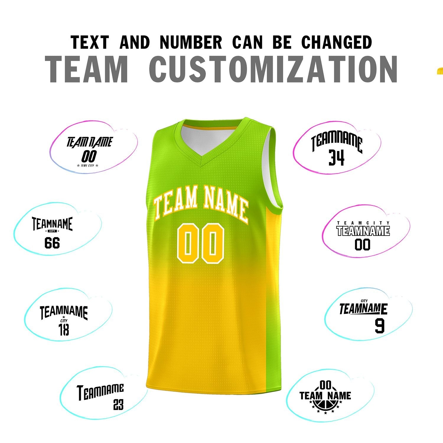 Custom Neon Green Gold Gradient Fashion Sets Sports Uniform Basketball Jersey