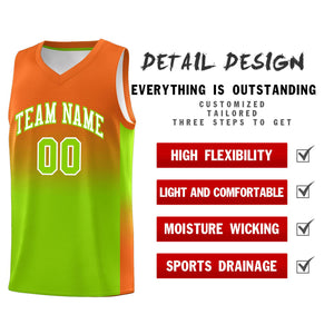 Custom Orange Neon Green Gradient Fashion Sets Sports Uniform Basketball Jersey