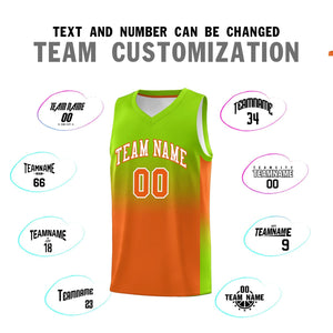 Custom Neon Green Orange Gradient Fashion Sets Sports Uniform Basketball Jersey