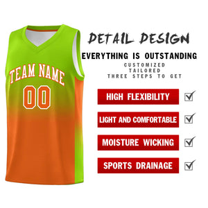 Custom Neon Green Orange Gradient Fashion Sets Sports Uniform Basketball Jersey