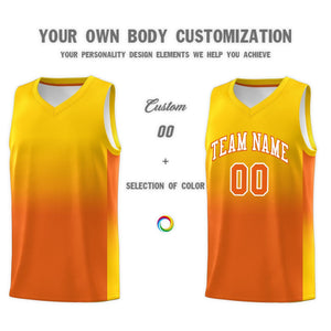 Custom Gold Orange Gradient Fashion Sets Sports Uniform Basketball Jersey