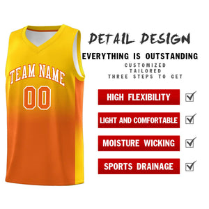 Custom Gold Orange Gradient Fashion Sets Sports Uniform Basketball Jersey