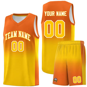 Custom Orange Gold Gradient Fashion Sets Sports Uniform Basketball Jersey