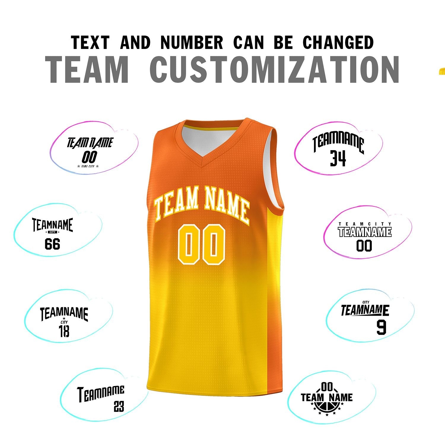 Custom Orange Gold Gradient Fashion Sets Sports Uniform Basketball Jersey