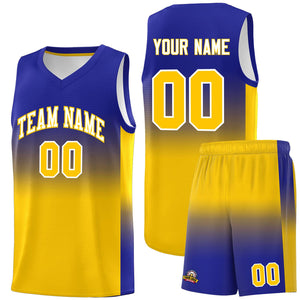 Custom Royal Gold Gradient Fashion Sets Sports Uniform Basketball Jersey