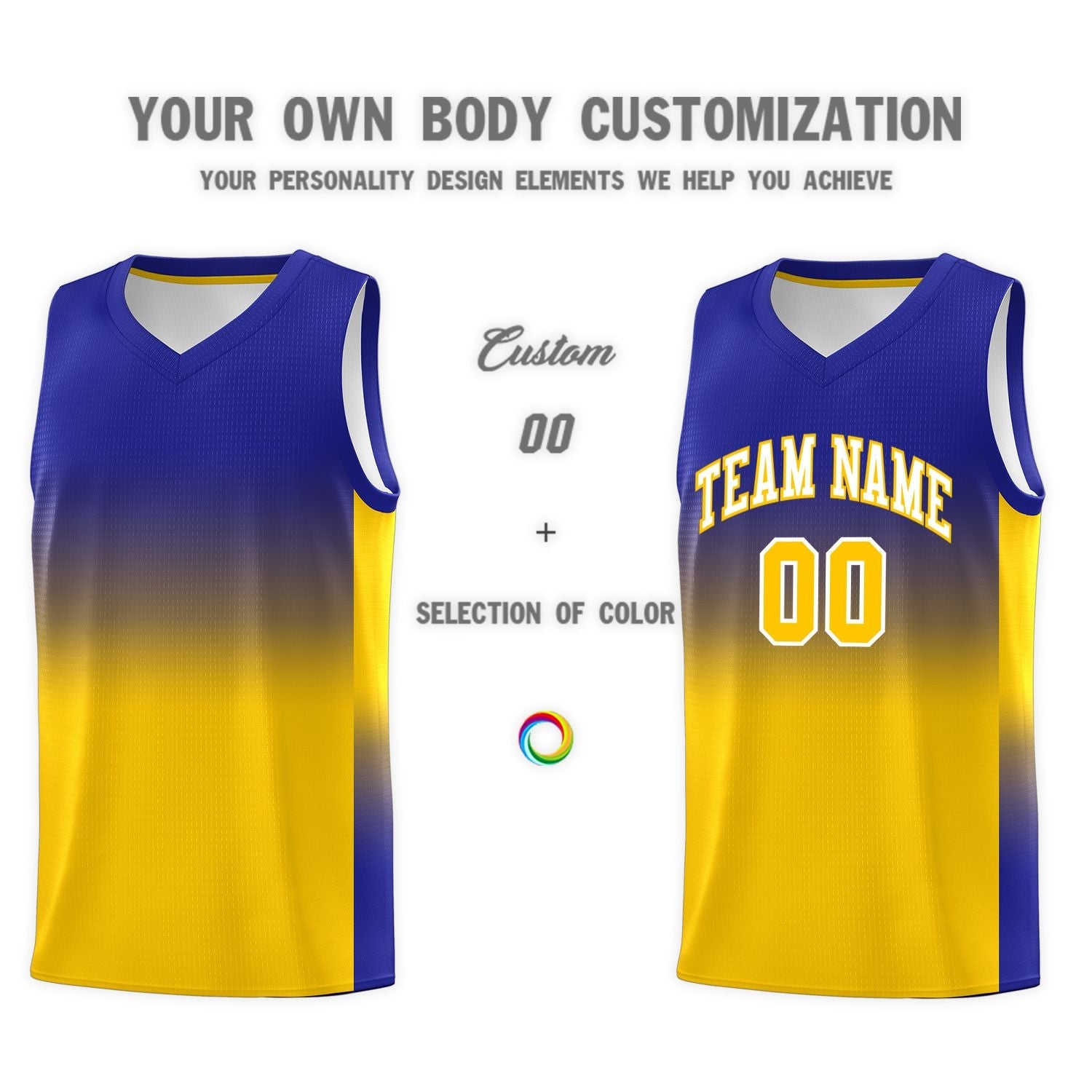 Custom Royal Gold Gradient Fashion Sets Sports Uniform Basketball Jersey