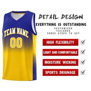 Custom Royal Gold Gradient Fashion Sets Sports Uniform Basketball Jersey