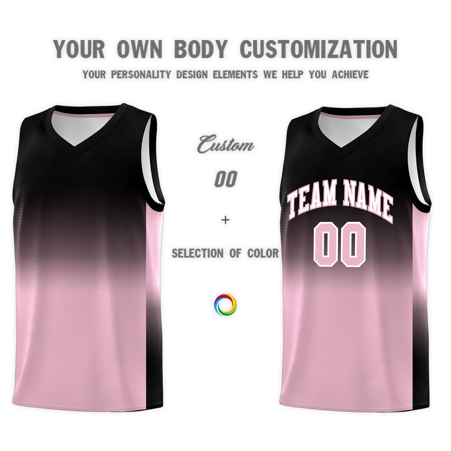 Custom Black Light Pink Gradient Fashion Sets Sports Uniform Basketball Jersey