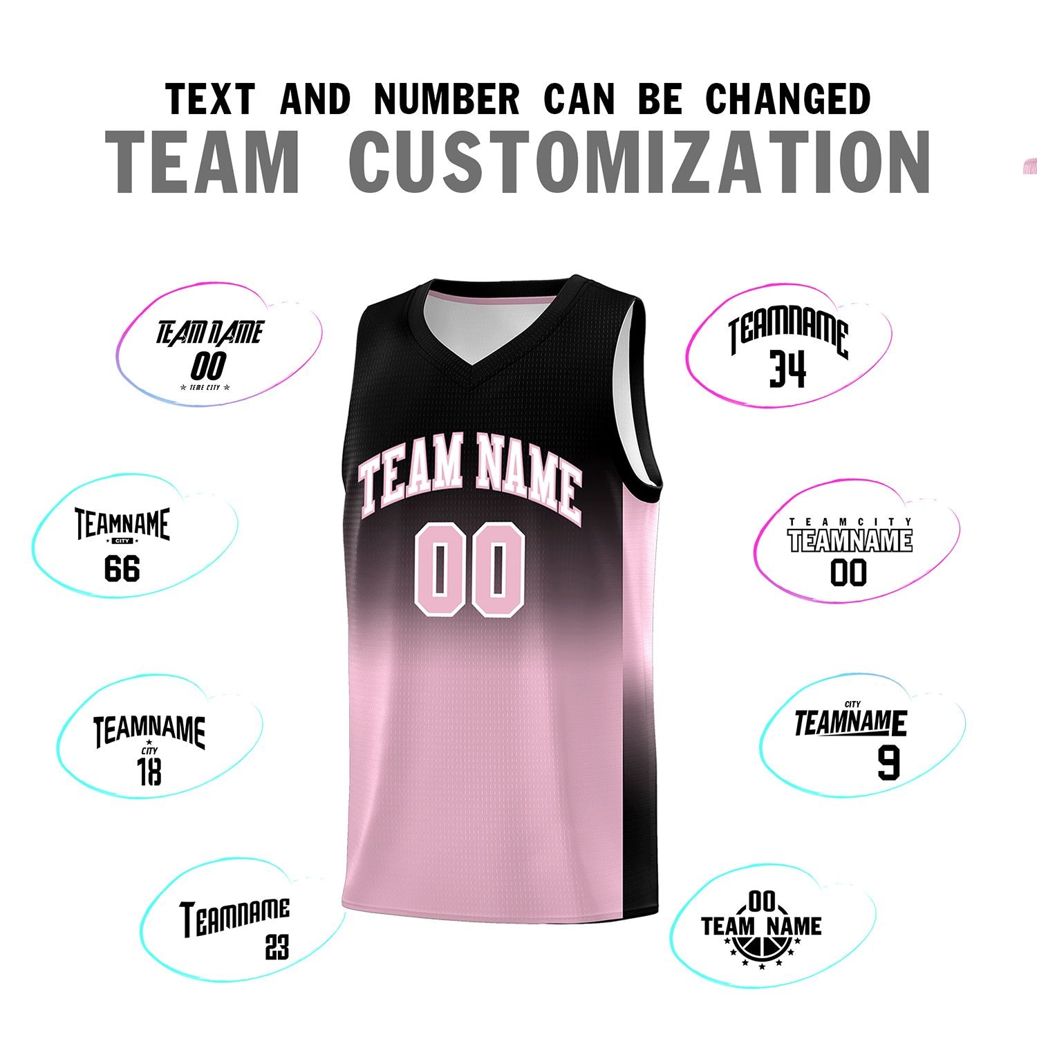 Custom Black Light Pink Gradient Fashion Sets Sports Uniform Basketball Jersey