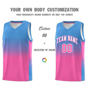 Custom Powder Blue Pink Gradient Fashion Sets Sports Uniform Basketball Jersey