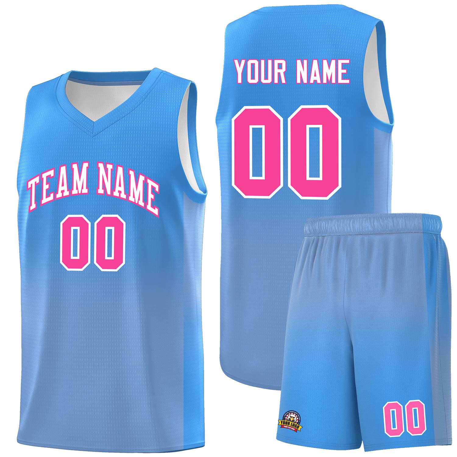 Custom Powder Blue Light Blue Gradient Fashion Sets Sports Uniform Basketball Jersey