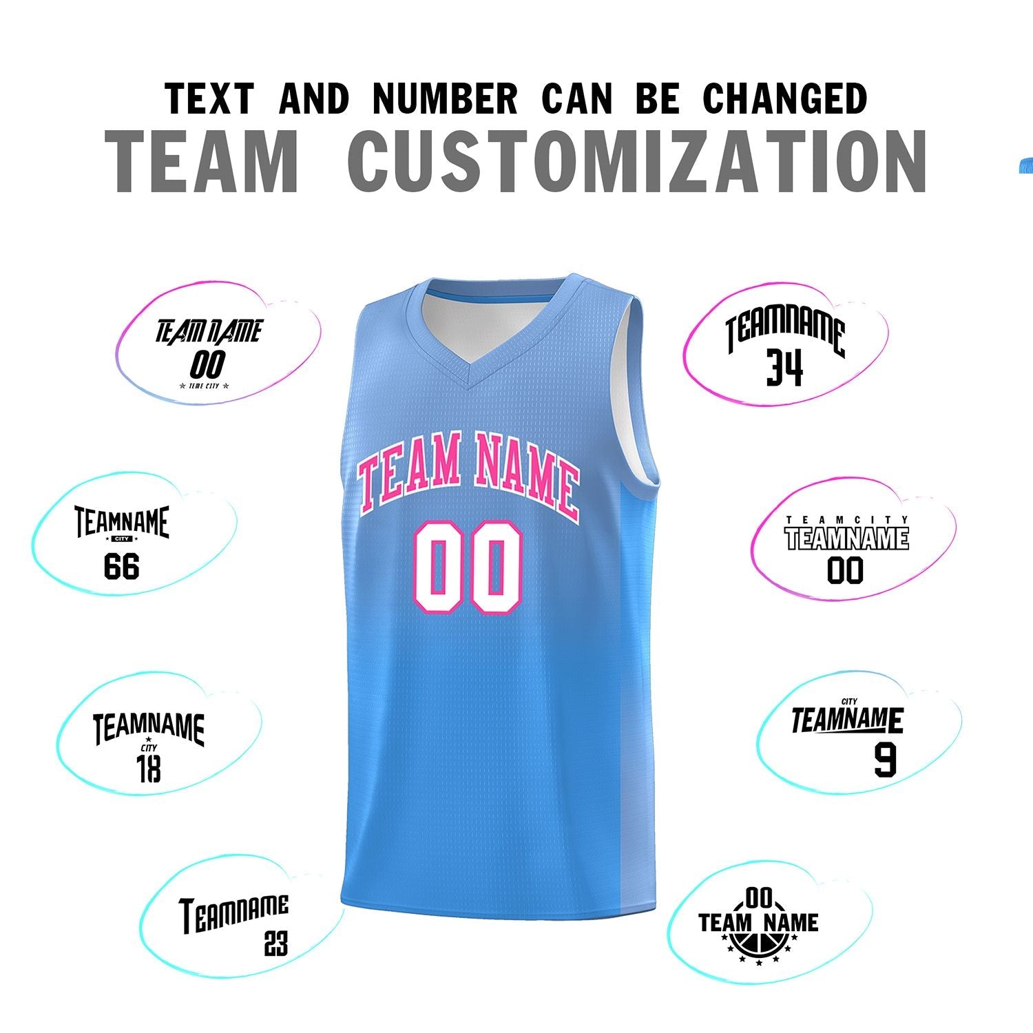 Custom Light Blue Powder Blue Gradient Fashion Sets Sports Uniform Basketball Jersey