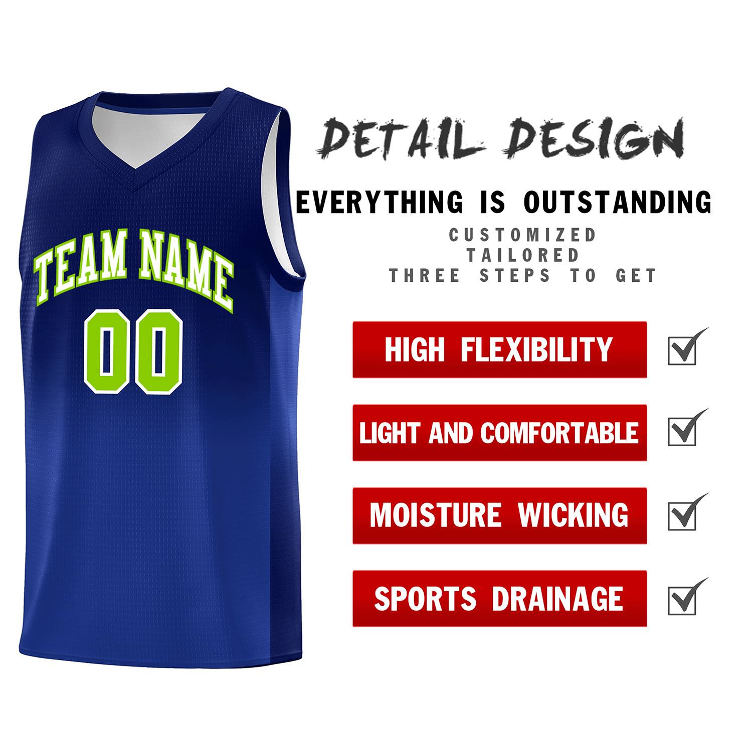 Custom Navy Royal Gradient Fashion Sets Sports Uniform Basketball Jersey