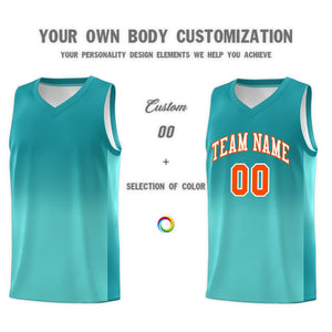 Custom Aqua Bright Green Gradient Fashion Sets Sports Uniform Basketball Jersey