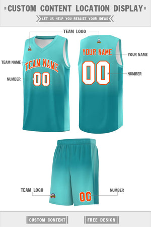 Custom Bright Green Aqua Gradient Fashion Sets Sports Uniform Basketball Jersey