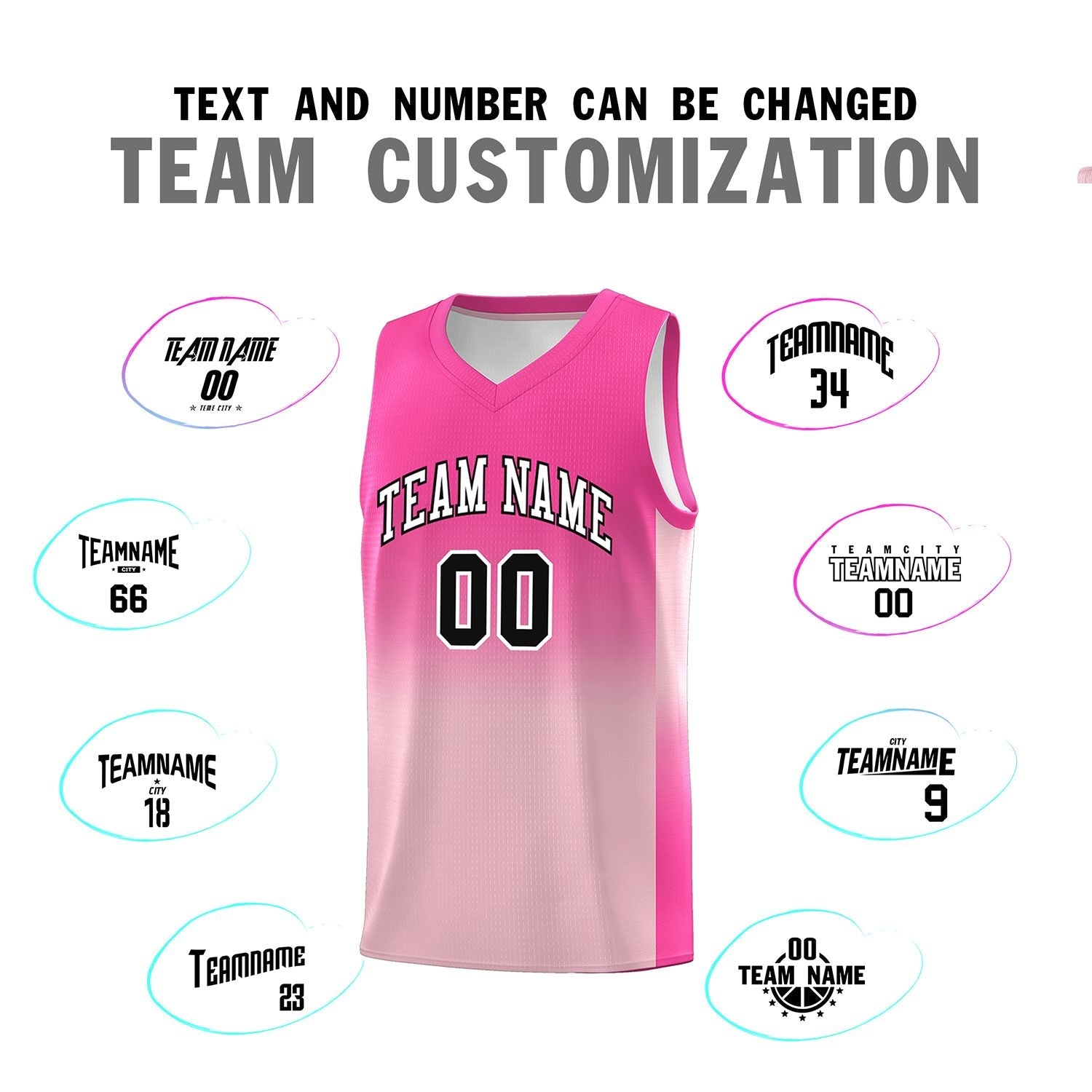 Custom Pink Light Pink Gradient Fashion Sets Sports Uniform Basketball Jersey