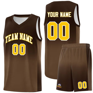 Custom Brown Light Brown Gradient Fashion Sets Sports Uniform Basketball Jersey